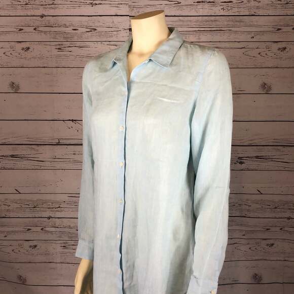 J. Jill Linen button up tunic oversized shirt blouse size medium - Picture 8 of 12